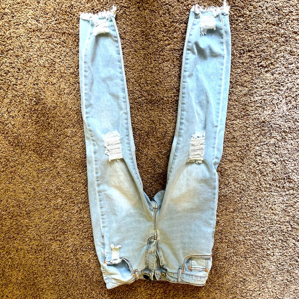 Blue skinny ripped jeans